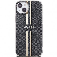 Kryt Guess 4G Gold Stripe na Apple iPhone 15 Plus Elegantní  Černý