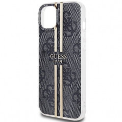 Kryt Guess 4G Gold Stripe na Apple iPhone 15 Plus Elegantní  Černý