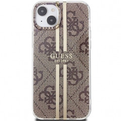 Kryt Guess 4G Gold Stripe na Apple iPhone 15 Elegantní  Hnědý