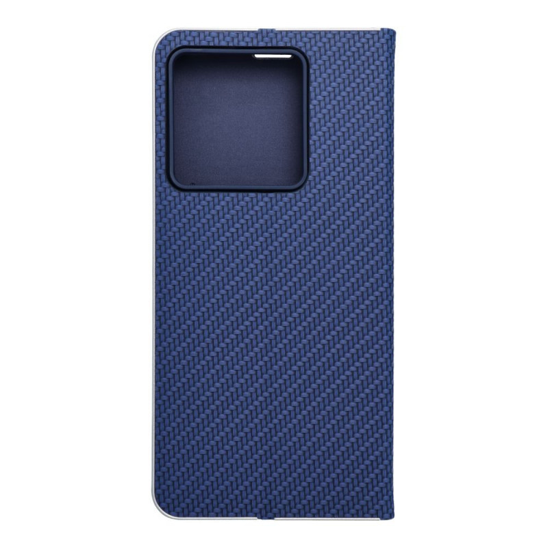 Peněženkové pouzdro LUNA Book Carbon na XIAOMI 13T Uhlíkové vlákno, Elegantní  Modrý