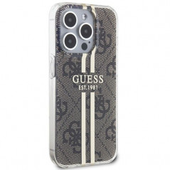 Kryt Guess 4G Gold Stripe na Apple iPhone 15 Pro Max Elegantní  Hnědý