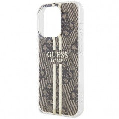 Kryt Guess 4G Gold Stripe na Apple iPhone 15 Pro Max Elegantní  Hnědý