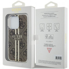 Kryt Guess 4G Gold Stripe na Apple iPhone 15 Pro Max Elegantní  Hnědý