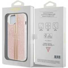 Kryt Guess 4G Gold Stripe na Apple iPhone 15 Plus Elegantní  Růžový