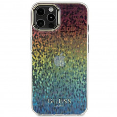 Kryt Guess IML Faceted Mirror na Apple iPhone 12 Elegantní  Duhové disco