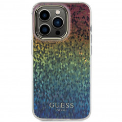 Kryt Guess IML Faceted Mirror na Apple iPhone 14 Pro Max Elegantní  Duhové disco