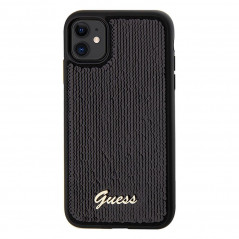 Kryt Guess Sequin Script Metal na Apple iPhone 11 Elegantní  Černý