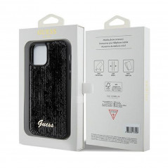 Kryt Guess Sequin Script Metal na Apple iPhone 12 Elegantní  Černý