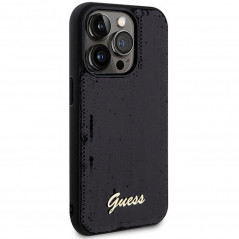 Kryt Guess Sequin Script Metal na Apple iPhone 13 Pro Elegantní  Černý