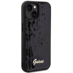 Kryt Guess Sequin Script Metal na Apple iPhone 14 Elegantní  Černý