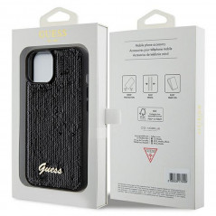 Kryt Guess Sequin Script Metal na Apple iPhone 14 Elegantní  Černý