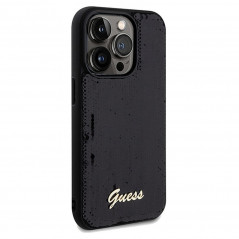 Kryt Guess Sequin Script Metal na Apple iPhone 14 Pro Elegantní  Černý