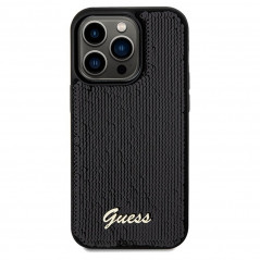 Kryt Guess Sequin Script Metal na Apple iPhone 14 Pro Max Elegantní  Černý