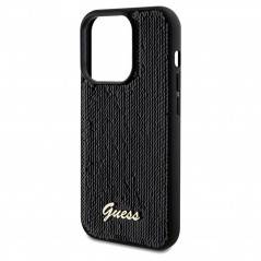 Kryt Guess Sequin Script Metal na Apple iPhone 14 Pro Max Elegantní  Černý