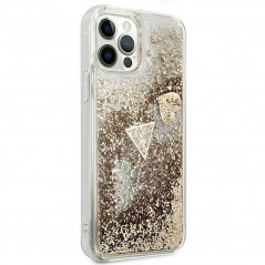 Kryt Guess Liquide Glitter Charms na Apple iPhone 12 Elegantní  Zlatý