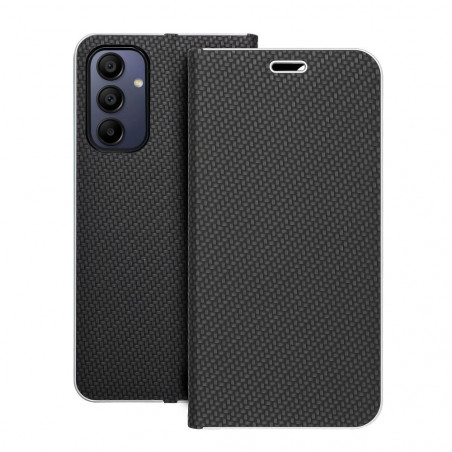 Peněženkové pouzdro LUNA Book Carbon na Samsung Galaxy A15 LTE Uhlíkové vlákno, Elegantní  Černý