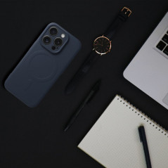 Kryt Silicone Mag Cover na Apple iPhone 15 Pro Max MagSAFE  Modrý titan