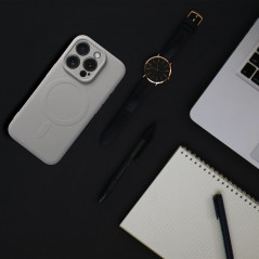 Kryt Silicone Mag Cover na Apple iPhone 15 Pro MagSAFE  Titanový