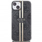 Kryt Guess 4G Gold Stripe na Apple iPhone 15 Elegantní  Černý