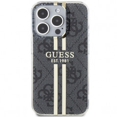 Kryt Guess 4G Gold Stripe na Apple iPhone 15 Pro Max Elegantní  Černý