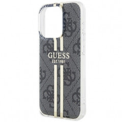 Kryt Guess 4G Gold Stripe na Apple iPhone 15 Pro Max Elegantní  Černý