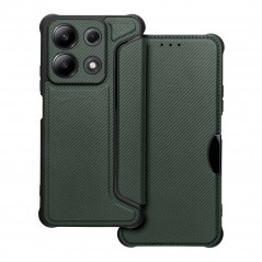 Peněženkové pouzdro Razor Book na XIAOMI Redmi Note 13 4G Uhlíkové vlákno, Karbonový vzor  Tmavě zelený