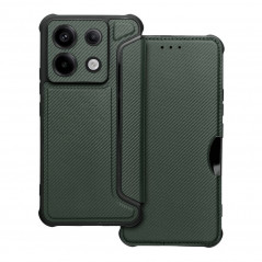 Peněženkové pouzdro Razor Book na XIAOMI Redmi Note 13 Pro 5G Uhlíkové vlákno, Karbonový vzor  Tmavě zelený