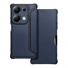 Peněženkové pouzdro Razor Book na XIAOMI Redmi Note 13 Pro 4G Uhlíkové vlákno, Karbonový vzor  Modrý