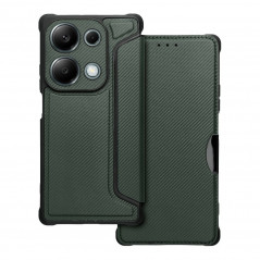 Peněženkové pouzdro Razor Book na XIAOMI Redmi Note 13 Pro 4G Uhlíkové vlákno, Karbonový vzor  Tmavě zelený