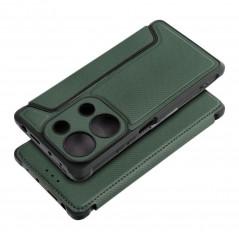 Peněženkové pouzdro Razor Book na XIAOMI Redmi Note 13 Pro 4G Uhlíkové vlákno, Karbonový vzor  Tmavě zelený