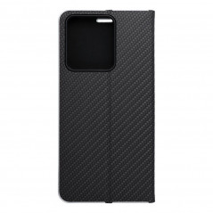 Peněženkové pouzdro LUNA Book Carbon na XIAOMI Redmi Note 13 4G Uhlíkové vlákno, Elegantní  Černý