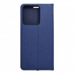 Peněženkové pouzdro LUNA Book Carbon na XIAOMI Redmi Note 13 4G Uhlíkové vlákno, Elegantní  Modrý