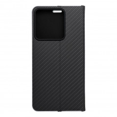 Peněženkové pouzdro LUNA Book Carbon na XIAOMI Redmi Note 13 5G Uhlíkové vlákno, Elegantní  Černý