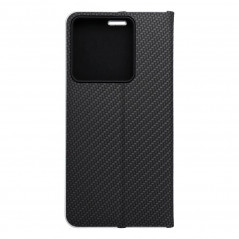 Peněženkové pouzdro LUNA Book Carbon na XIAOMI Redmi Note 13 Pro 5G Uhlíkové vlákno, Elegantní  Černý