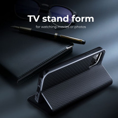 Peněženkové pouzdro LUNA Book Carbon na XIAOMI Redmi Note 13 Pro Plus 5G Uhlíkové vlákno, Elegantní  Černý