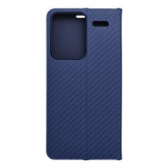 Peněženkové pouzdro LUNA Book Carbon na XIAOMI Redmi Note 13 Pro Plus 5G Uhlíkové vlákno, Elegantní  Modrý