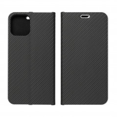 Peněženkové pouzdro LUNA Book Carbon na XIAOMI Redmi Note 13 Pro 4G Uhlíkové vlákno, Elegantní  Černý