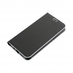 Peněženkové pouzdro LUNA Book Carbon na XIAOMI Redmi Note 13 Pro 4G Uhlíkové vlákno, Elegantní  Černý
