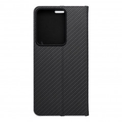 Peněženkové pouzdro LUNA Book Carbon na XIAOMI Redmi Note 13 Pro 4G Uhlíkové vlákno, Elegantní  Černý