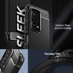 Kryt Spigen Armor na XIAOMI Redmi Note 12 Pro Plus 5G Uhlíkové vlákno, Elegantní  Černý