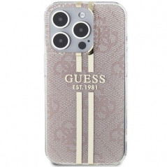 Kryt Guess 4G Gold Stripe na Apple iPhone 14 Pro Max Elegantní  Růžový