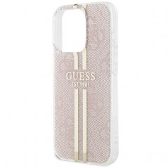 Kryt Guess 4G Gold Stripe na Apple iPhone 14 Pro Max Elegantní  Růžový