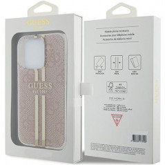 Kryt Guess 4G Gold Stripe na Apple iPhone 14 Pro Max Elegantní  Růžový