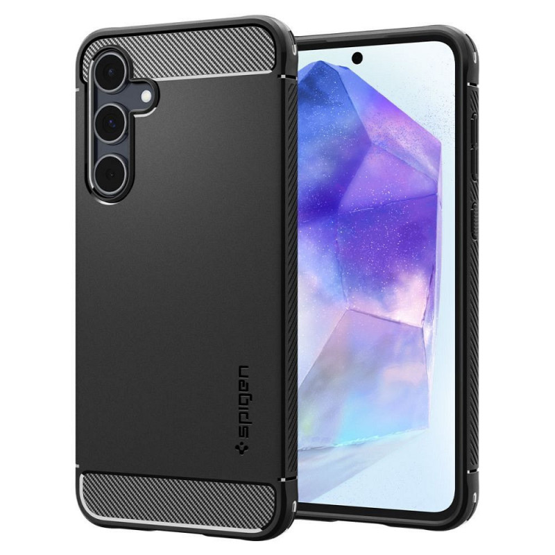 Kryt Spigen Armor na Samsung Galaxy A55 Uhlíkové vlákno, Elegantní  Černý