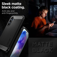 Kryt Spigen Armor na Samsung Galaxy A55 Uhlíkové vlákno, Elegantní  Černý