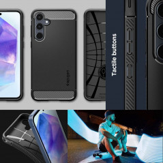 Kryt Spigen Armor na Samsung Galaxy A55 Uhlíkové vlákno, Elegantní  Černý