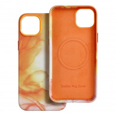 Kryt Leather Mag Cover na Apple iPhone 14 Plus Elegantní  MagSAFE  Oranžová skvrna