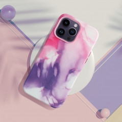 Kryt Leather Mag Cover na Apple iPhone 13 Elegantní  MagSAFE  Fialová skvrna