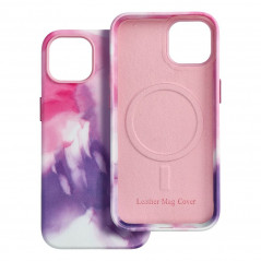 Kryt Leather Mag Cover na Apple iPhone 13 Elegantní  MagSAFE  Fialová skvrna