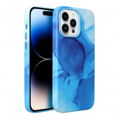 Kryt Leather Mag Cover na Apple iPhone 12 Pro Elegantní  MagSAFE  Modrá skvrna
